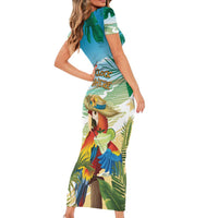 Aloha Hawaii It's 5 o'clock Somewhere Short Sleeve Bodycon Dress LT7 - Polynesian Pride