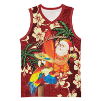 Crimson Red Tropical Christmas Hawaii Tapa Basketball Jersey Aloha Santa Drink Party LT7 Unisex Red - Polynesian Pride