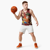 Crimson Red Tropical Christmas Hawaii Tapa Basketball Jersey Aloha Santa Drink Party LT7 - Polynesian Pride