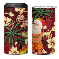Crimson Red Tropical Christmas Hawaii Tapa 4 in 1 Can Cooler Tumbler Aloha Santa Drink Party LT7 One Size: 16 oz Red - Polynesian Pride