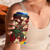 Crimson Red Tropical Christmas Hawaii Tapa 4 in 1 Can Cooler Tumbler Aloha Santa Drink Party LT7 - Polynesian Pride