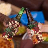 Crimson Red Tropical Christmas Hawaii Tapa 4 in 1 Can Cooler Tumbler Aloha Santa Drink Party LT7 - Polynesian Pride
