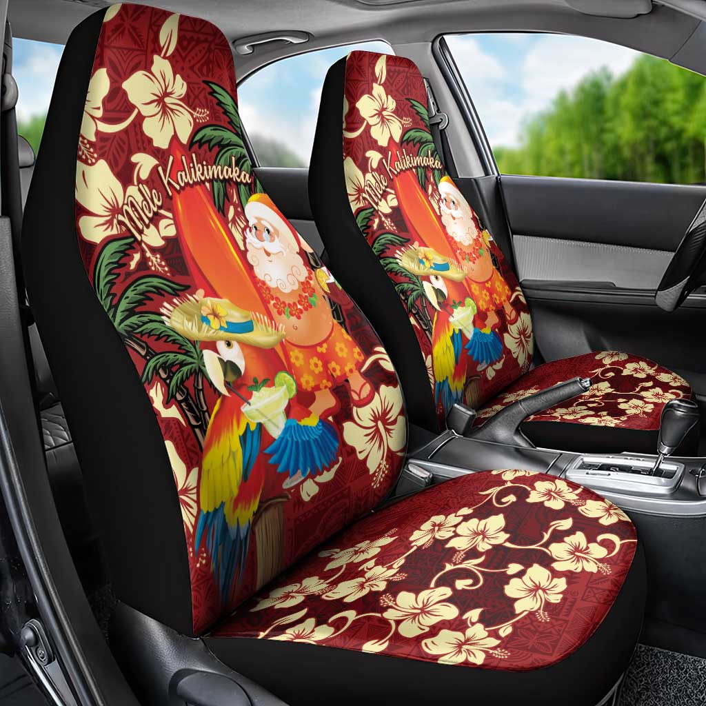 Crimson Red Tropical Christmas Hawaii Tapa Car Seat Cover Aloha Santa Drink Party LT7 - Polynesian Pride