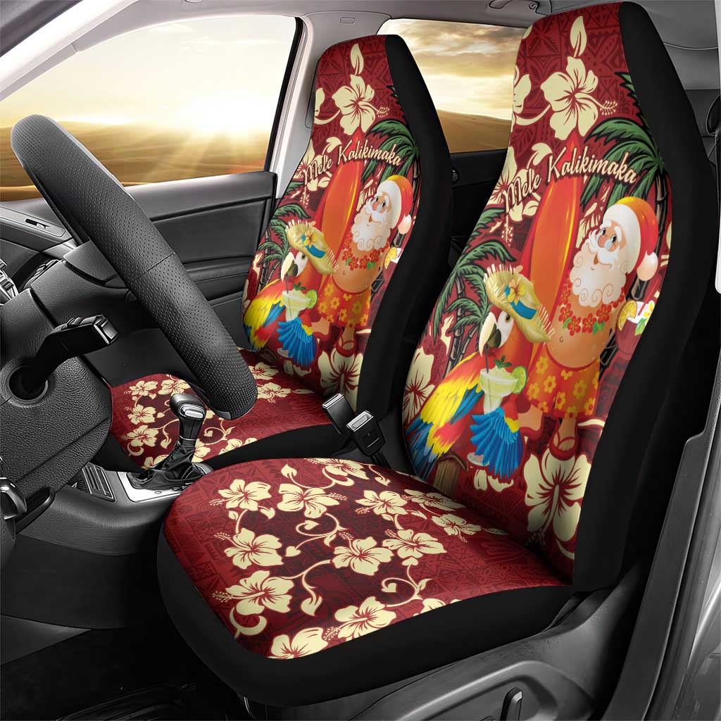 Crimson Red Tropical Christmas Hawaii Tapa Car Seat Cover Aloha Santa Drink Party LT7 - Polynesian Pride