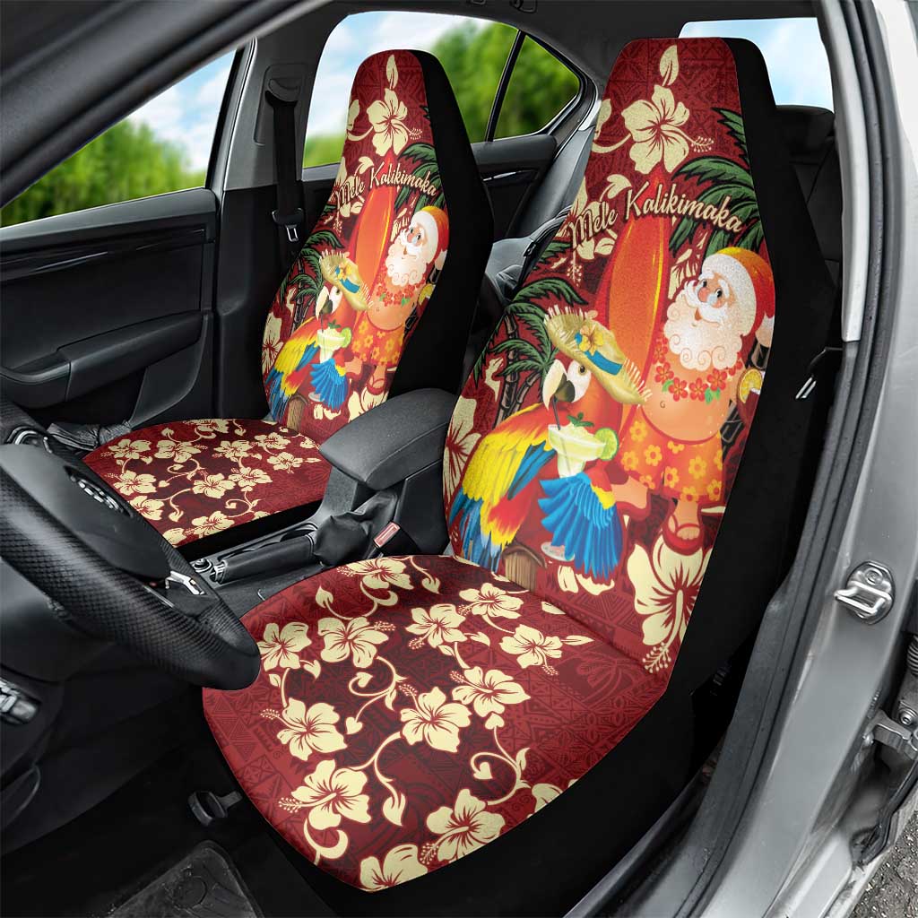 Crimson Red Tropical Christmas Hawaii Tapa Car Seat Cover Aloha Santa Drink Party LT7 - Polynesian Pride