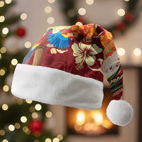 Crimson Red Tropical Christmas Hawaii Tapa Christmas Santa Hat Aloha Santa Drink Party LT7 Without Fur Red - Polynesian Pride