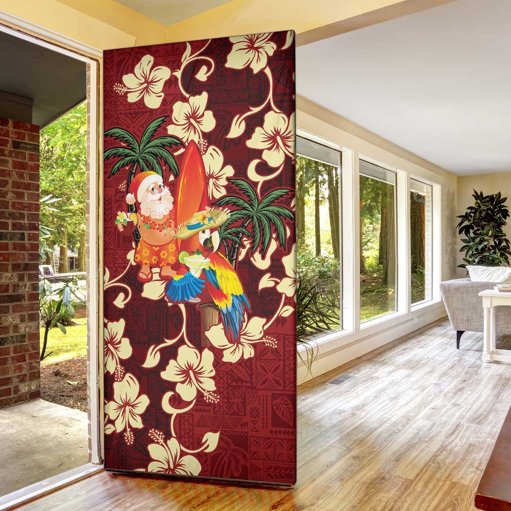 Crimson Red Tropical Christmas Hawaii Tapa Door Cover Aloha Santa Drink Party LT7 - Polynesian Pride