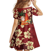 Crimson Red Tropical Christmas Hawaii Tapa Family Matching Off Shoulder Maxi Dress and Hawaiian Shirt Aloha Santa Drink Party LT7 - Polynesian Pride