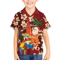 Crimson Red Tropical Christmas Hawaii Tapa Hawaiian Shirt Aloha Santa Drink Party LT7 - Polynesian Pride