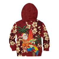 Crimson Red Tropical Christmas Hawaii Tapa Kid Hoodie Aloha Santa Drink Party LT7 - Polynesian Pride