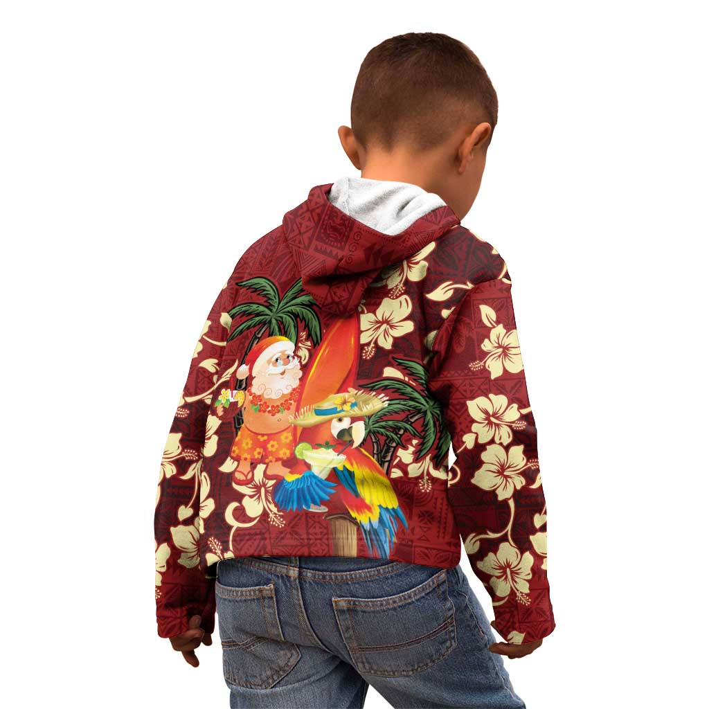 Crimson Red Tropical Christmas Hawaii Tapa Kid Hoodie Aloha Santa Drink Party LT7 - Polynesian Pride