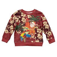 Crimson Red Tropical Christmas Hawaii Tapa Kid Ugly Christmas Sweater Aloha Santa Drink Party LT7 Kid Red - Polynesian Pride
