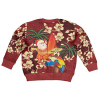Crimson Red Tropical Christmas Hawaii Tapa Kid Ugly Christmas Sweater Aloha Santa Drink Party LT7 - Polynesian Pride