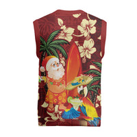 Crimson Red Tropical Christmas Hawaii Tapa Christmas Knitted V-Neck Vest Aloha Santa Drink Party LT7 - Polynesian Pride