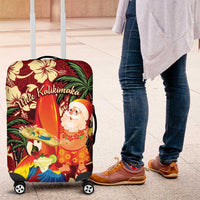 Crimson Red Tropical Christmas Hawaii Tapa Luggage Cover Aloha Santa Drink Party LT7 Red - Polynesian Pride