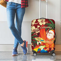 Crimson Red Tropical Christmas Hawaii Tapa Luggage Cover Aloha Santa Drink Party LT7 - Polynesian Pride