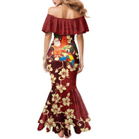 Crimson Red Tropical Christmas Hawaii Tapa Mermaid Dress Aloha Santa Drink Party LT7 - Polynesian Pride