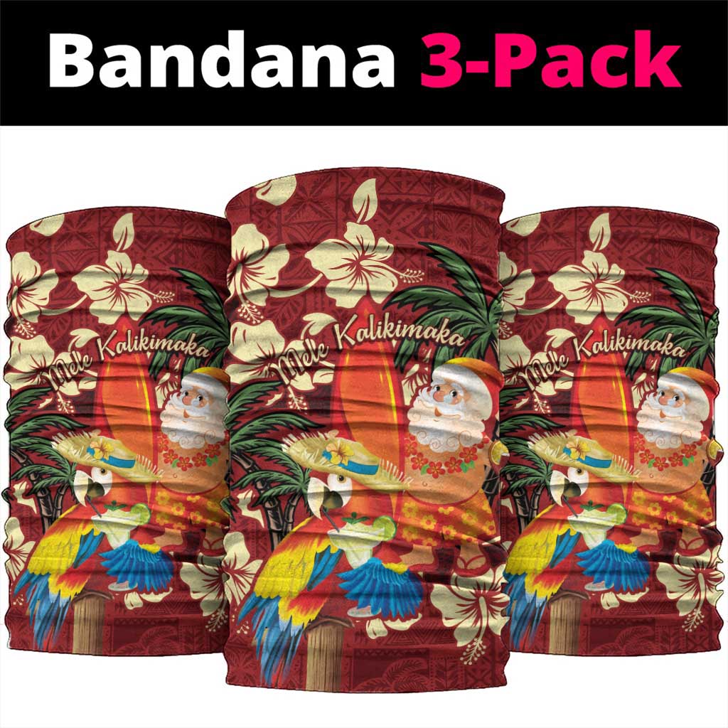 Crimson Red Tropical Christmas Hawaii Tapa Neck Gaiter Aloha Santa Drink Party - Polynesian Pride