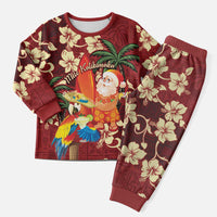 Crimson Red Tropical Christmas Hawaii Tapa Christmas Pajama Set Aloha Santa Drink Party LT7 Men Red - Polynesian Pride