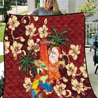 Crimson Red Tropical Christmas Hawaii Tapa Quilt Aloha Santa Drink Party LT7 Red - Polynesian Pride