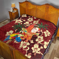 Crimson Red Tropical Christmas Hawaii Tapa Quilt Aloha Santa Drink Party LT7 - Polynesian Pride