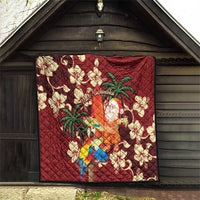 Crimson Red Tropical Christmas Hawaii Tapa Quilt Aloha Santa Drink Party LT7 - Polynesian Pride