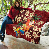 Crimson Red Tropical Christmas Hawaii Tapa Quilt Aloha Santa Drink Party LT7 - Polynesian Pride