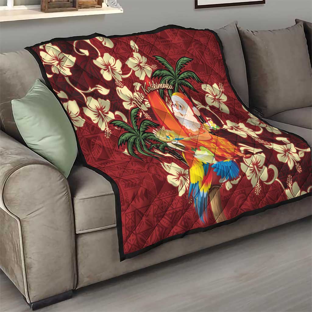 Crimson Red Tropical Christmas Hawaii Tapa Quilt Aloha Santa Drink Party LT7 - Polynesian Pride