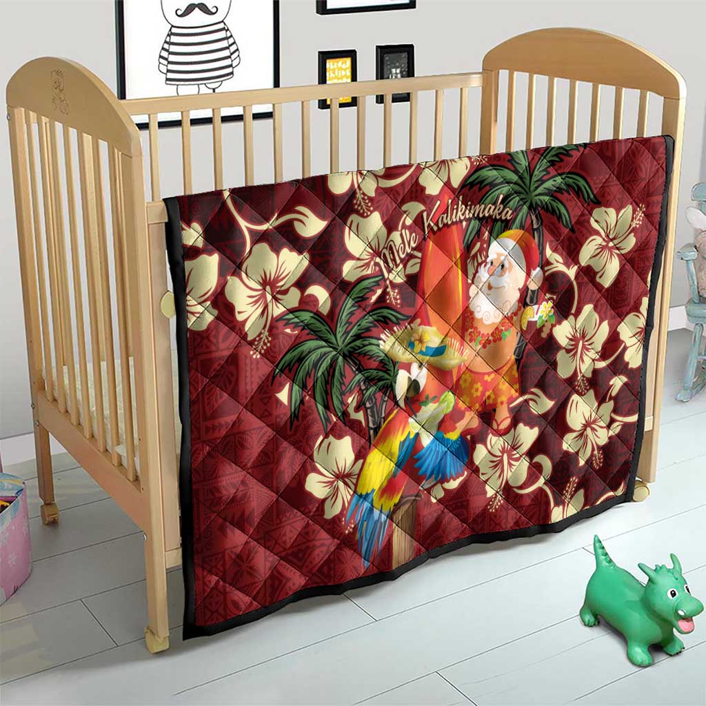 Crimson Red Tropical Christmas Hawaii Tapa Quilt Aloha Santa Drink Party LT7 - Polynesian Pride