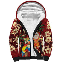 Crimson Red Tropical Christmas Hawaii Tapa Sherpa Hoodie Aloha Santa Drink Party LT7 Unisex Red - Polynesian Pride