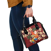 Crimson Red Tropical Christmas Hawaii Tapa Shoulder Handbag Aloha Santa Drink Party - Polynesian Pride