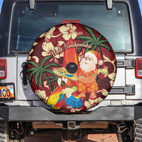 Crimson Red Tropical Christmas Hawaii Tapa Spare Tire Cover Aloha Santa Drink Party LT7 Red - Polynesian Pride