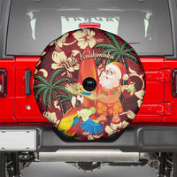 Crimson Red Tropical Christmas Hawaii Tapa Spare Tire Cover Aloha Santa Drink Party LT7 - Polynesian Pride