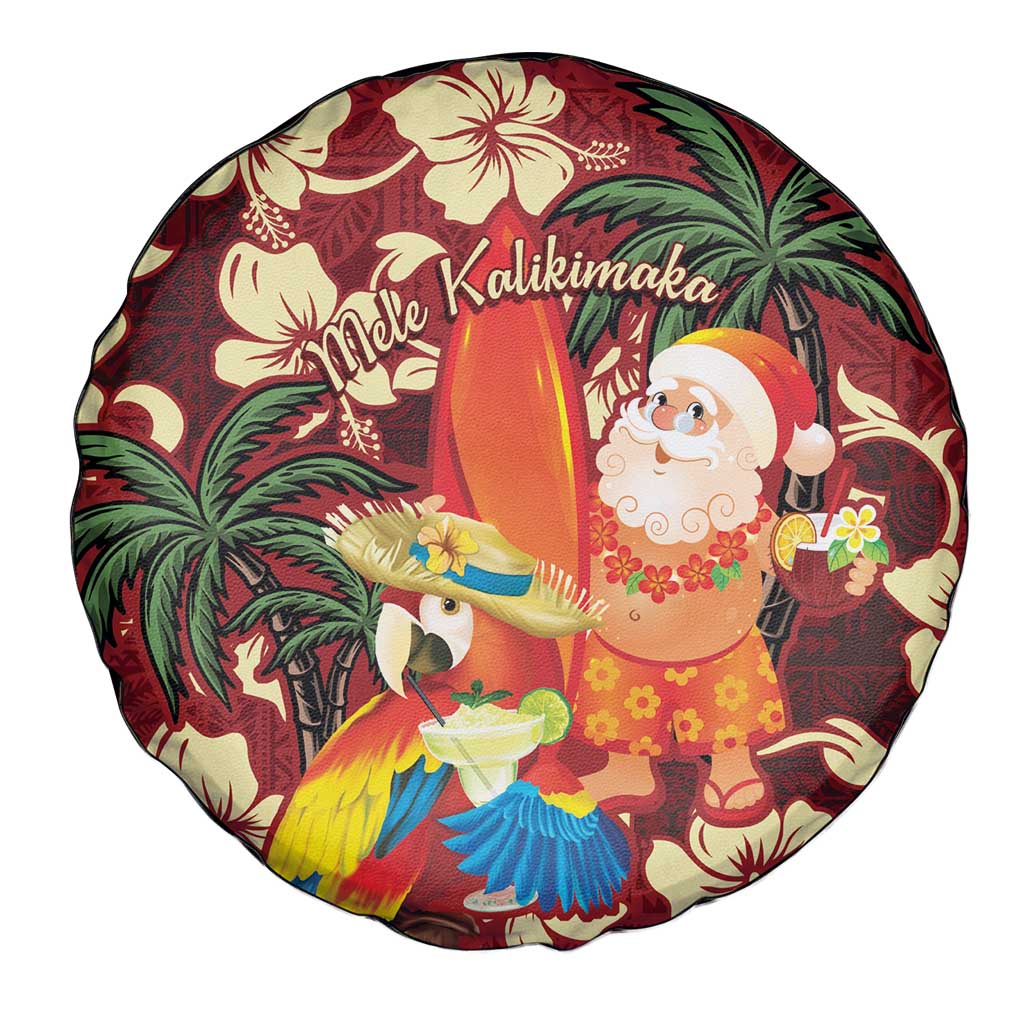 Crimson Red Tropical Christmas Hawaii Tapa Spare Tire Cover Aloha Santa Drink Party LT7 - Polynesian Pride
