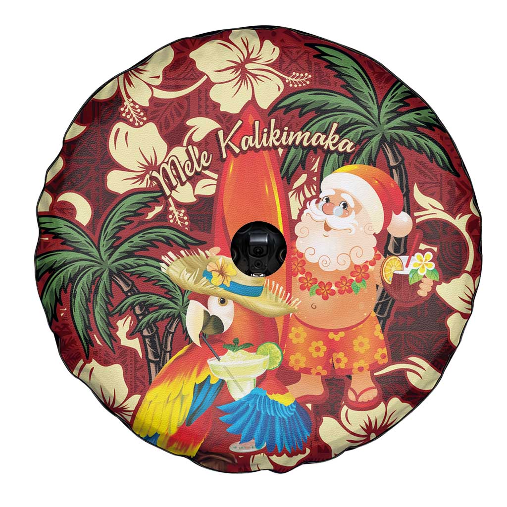 Crimson Red Tropical Christmas Hawaii Tapa Spare Tire Cover Aloha Santa Drink Party LT7 - Polynesian Pride