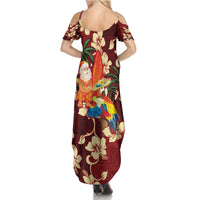 Crimson Red Tropical Christmas Hawaii Tapa Summer Maxi Dress Aloha Santa Drink Party LT7 - Polynesian Pride