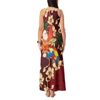Crimson Red Tropical Christmas Hawaii Tapa Tank Maxi Dress Aloha Santa Drink Party LT7 - Polynesian Pride