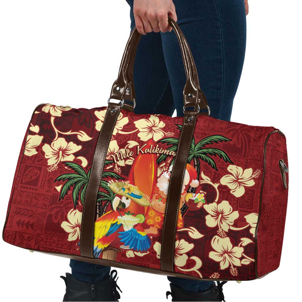Crimson Red Tropical Christmas Hawaii Tapa Travel Bag Aloha Santa Drink Party LT7 - Polynesian Pride