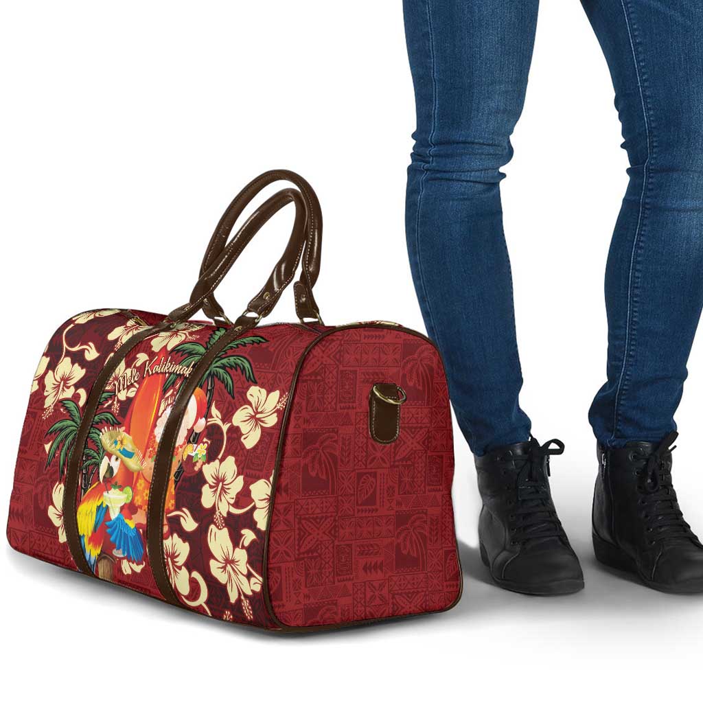 Crimson Red Tropical Christmas Hawaii Tapa Travel Bag Aloha Santa Drink Party LT7 - Polynesian Pride