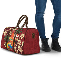 Crimson Red Tropical Christmas Hawaii Tapa Travel Bag Aloha Santa Drink Party LT7 - Polynesian Pride