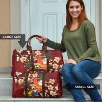 Crimson Red Tropical Christmas Hawaii Tapa Travel Bag Aloha Santa Drink Party LT7 - Polynesian Pride