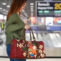 Crimson Red Tropical Christmas Hawaii Tapa Travel Bag Aloha Santa Drink Party LT7 - Polynesian Pride