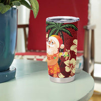 Crimson Red Tropical Christmas Hawaii Tapa Tumbler Cup Aloha Santa Drink Party LT7 - Polynesian Pride