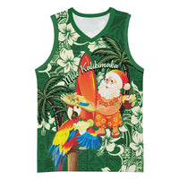 Moss Green Tropical Christmas Hawaii Tapa Basketball Jersey Aloha Santa Drink Party LT7 Unisex Green - Polynesian Pride