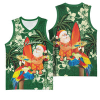 Moss Green Tropical Christmas Hawaii Tapa Basketball Jersey Aloha Santa Drink Party LT7 - Polynesian Pride