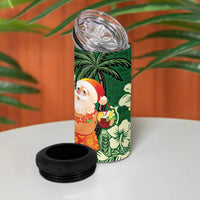 Moss Green Tropical Christmas Hawaii Tapa 4 in 1 Can Cooler Tumbler Aloha Santa Drink Party LT7 - Polynesian Pride
