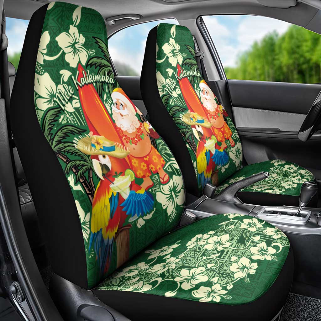 Moss Green Tropical Christmas Hawaii Tapa Car Seat Cover Aloha Santa Drink Party LT7 - Polynesian Pride
