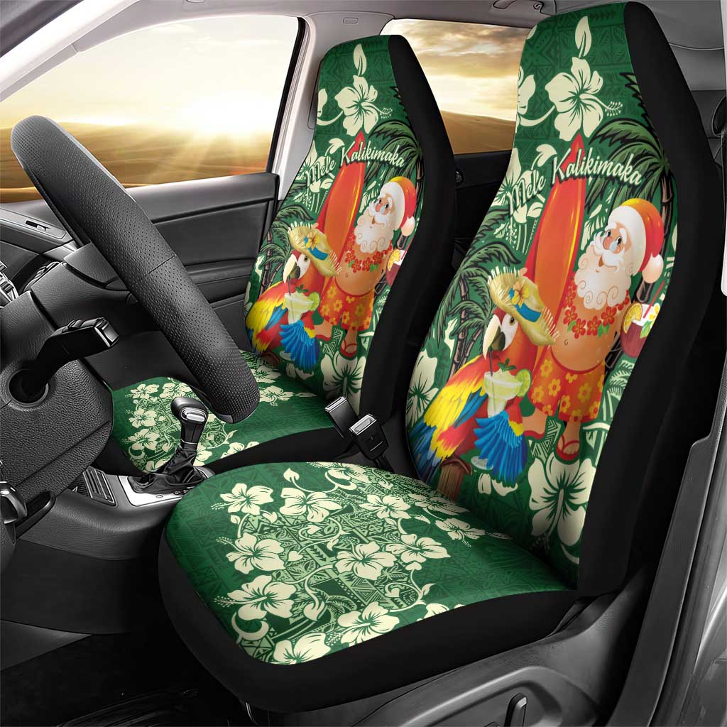 Moss Green Tropical Christmas Hawaii Tapa Car Seat Cover Aloha Santa Drink Party LT7 - Polynesian Pride