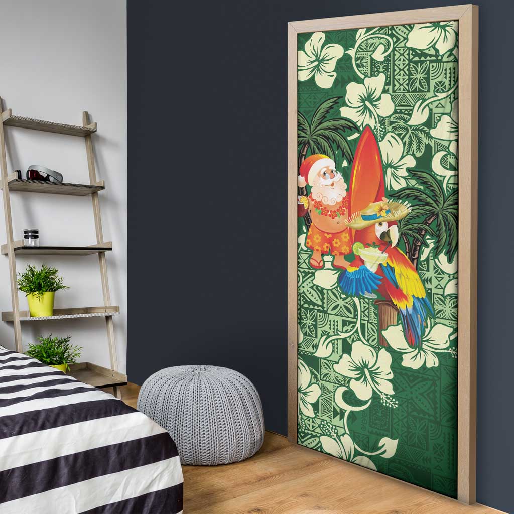 Moss Green Tropical Christmas Hawaii Tapa Door Cover Aloha Santa Drink Party LT7 - Polynesian Pride