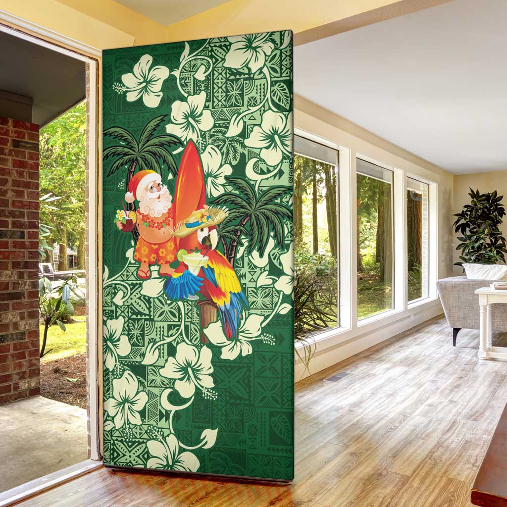 Moss Green Tropical Christmas Hawaii Tapa Door Cover Aloha Santa Drink Party LT7 - Polynesian Pride